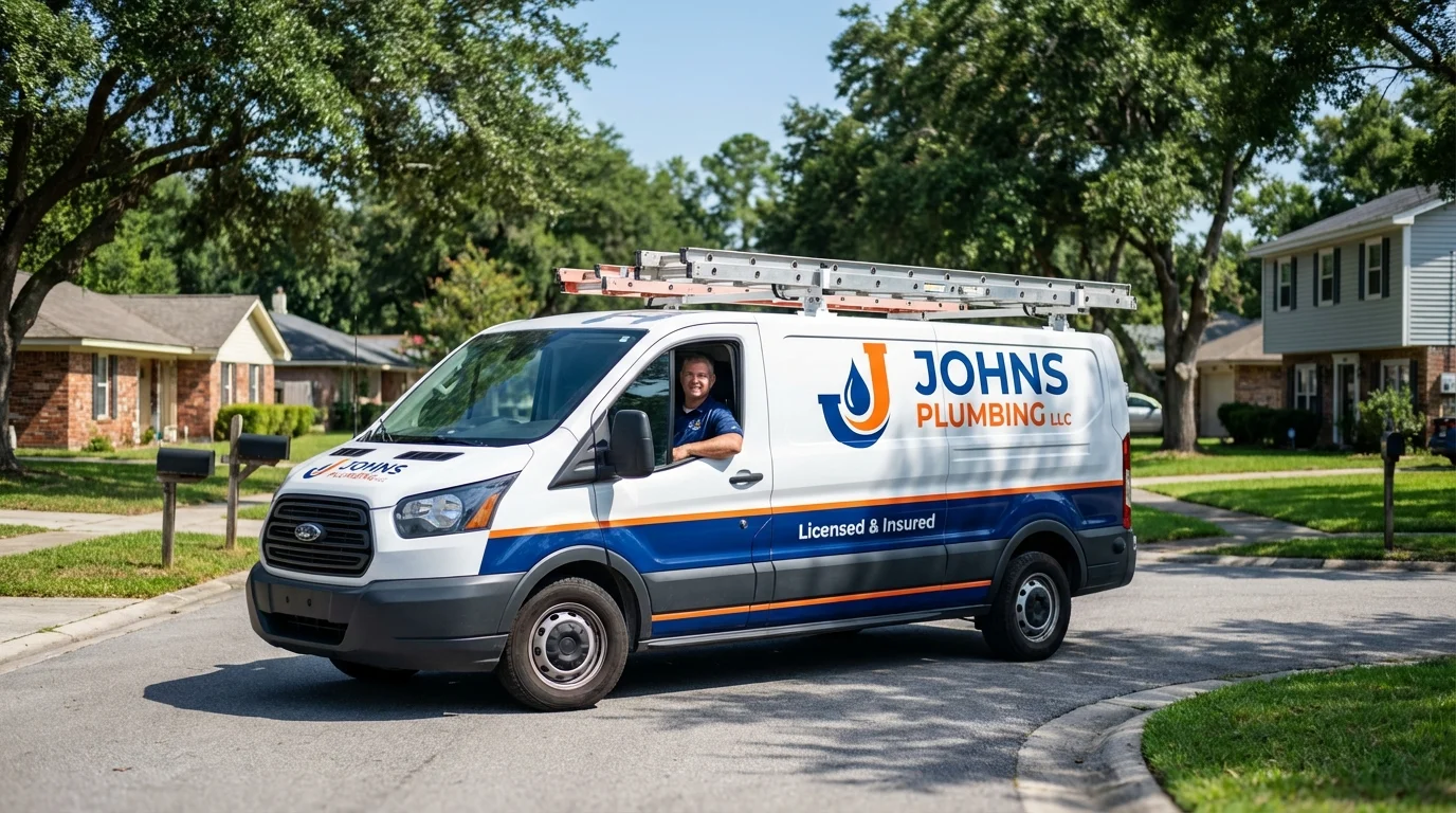 Johns Plumbing LLC service van in Canaan, CT