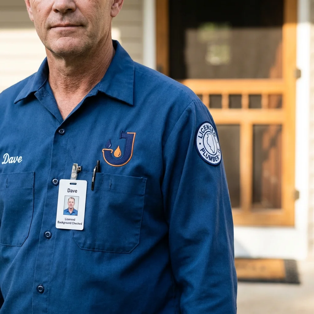 Licensed plumber showing ID badge in Canaan, CT