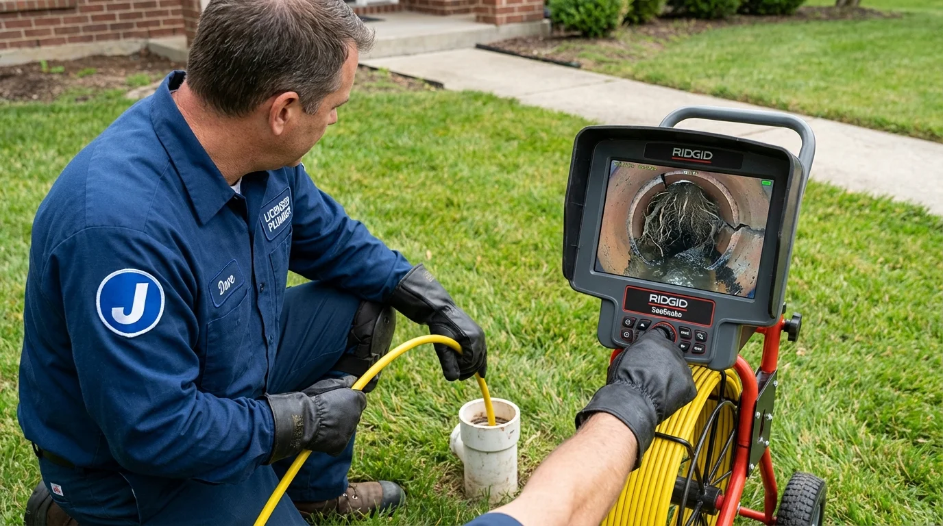 Sewer camera inspection being performed by Johns Plumbing LLC in Canaan