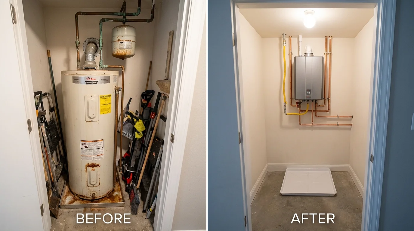Tank water heater versus wall-mounted tankless unit comparison for Canaan, CT homeowners